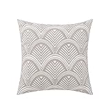 vctops Funda de cojín decorativa de algodón bordado con patrón geométrico bohemio para sofá, cama (gris, 18 x 18 pulgadas)