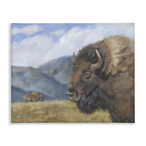 Stupell Industries Countryside Bison Mountain, 24 x 30 Inch Canvas Wall Art