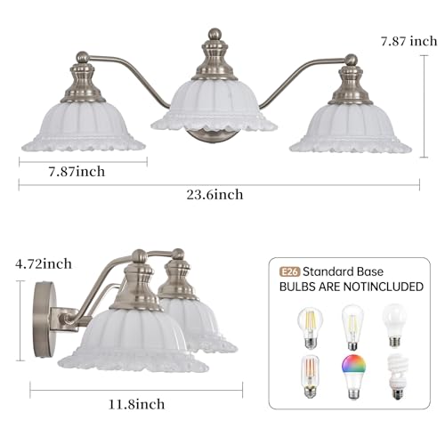 Image of XIEDUN Brushed Nicke 3 Light Vanity Light Bathroom Vanity Light Fixture