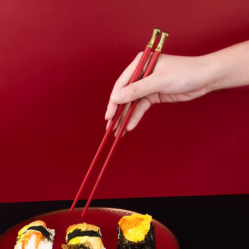 Juego de Palillos Chinos de 10 Pares, palitos de Sushi, Palillos de Metal Reutilizables, vajilla de aleación(Schwarz)