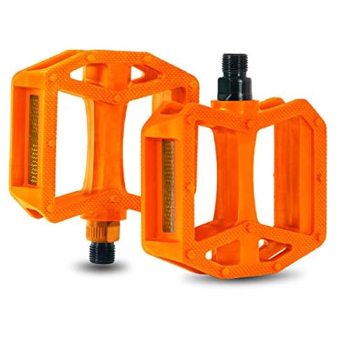 DRBIKE Mountain Bike Pedals, 9/16" Lightweight Bicycle Pedals Non-Slip Flat Platform Pedals, Universal Replacement Pedal for MTB BMX Road Bike Stationary Bike & Indoor Exercise Bike, Orange Cover