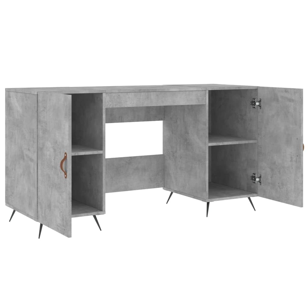Scrivania grigio cemento, 140 x 50 x 75 cm, in legno con 4 scomparti, scrivania da ufficio per casa, studio, computer, laptop e ordine in piccoli spazi