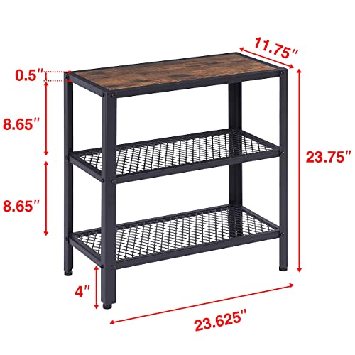 Tajsoon 3 Tier Tall Side Table 24" Small End Table With Storage Shelf, Small Table For Small Spaces, Sofa Couch Side Table For Living Room, Bedroom, Hallway, Entryway, Bathroom, Office, Matte Black #TOP2