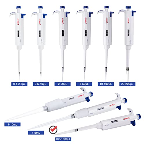 1000Ul Micropipette, Four E's Scientific Lab Single Channel Micro Pipettes, 100-1000Ul Adjustable Variable Volume #TOP4