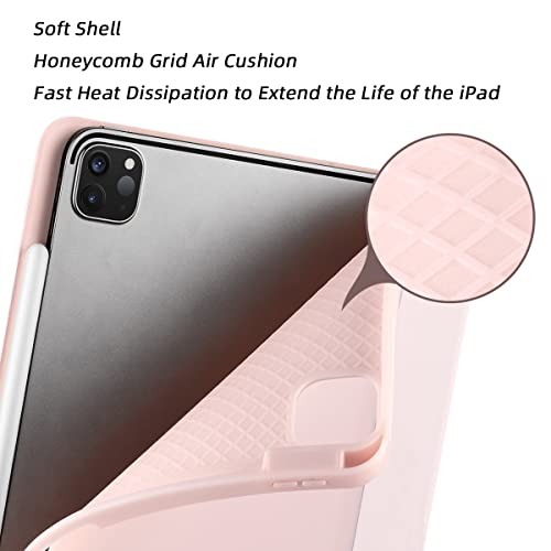 SIWENGDE Cases for iPad Pro 12.9 Case 6th/5th/4th Generation (2022/2021/2020) with Pencil Holder [Apple Pencil Wireless Charging] Soft TPU Smart Tri-fold Stand Protective Cover(Pink) by SIWENGDE - Image 4