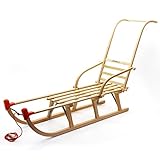 Nachhaltige Verarbeitung / Geprüfte Sicherheit (Schlitten): GS / TÜV / FSC 100% / serienmäßig mit Leine mit Griff aus Buchenholz