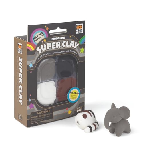 Tiger Tribe Super Clay Moonrise | Neutral Coloured Air Dry Modelling Kit for Kids | Craft Set & Tools for 4+ Year Old Children | Art Gifts for Boys & Girls | Creative Activities for Imaginative Play