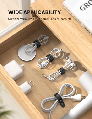 Lamicall STRK04 10Pack Silicone Cable Ties Cord Organizer Wrap - Lamicall [Reusable Washable] Wire Ties Management With Lock Buckle, Elastic Adjustable Charger Cable Strap Tie thumb #3