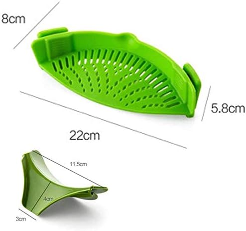 Miniatura 2 de Bulushi - Colador de silicona con clip para escurrir alimentos mientras cocina o vierte líquido, tamaño universal, se adapta a la mayoría de