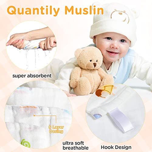 10 Pack Muslin Baby Burp Cloth Soft Washcloths 20'' x 10'' 6 Layer Soft Absorbent Newborn Rags Towel for Baby Shower Boys Girls Machine Washable for Sensitive Skin(Floral Pattern)3