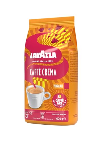 Lavazza Caffè Crema Vibrante Kaffeebohnen Ideal für Espresso-Kaffeemaschinen mit Aromanoten von Kakao und Schokolade Arabica und Robusta Intensität 5/10 Mittlerer Röstgrad 1 kg