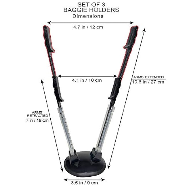 3 Pack Baggy Rack Holders for Meal Prep Bags, Adjustable Food Prep Baggie Holder Stand, Hands Free Plastic & Freezer Bag Holder Stand for Filling, Compatible with Ziplock Bag Storage, Black White Gray