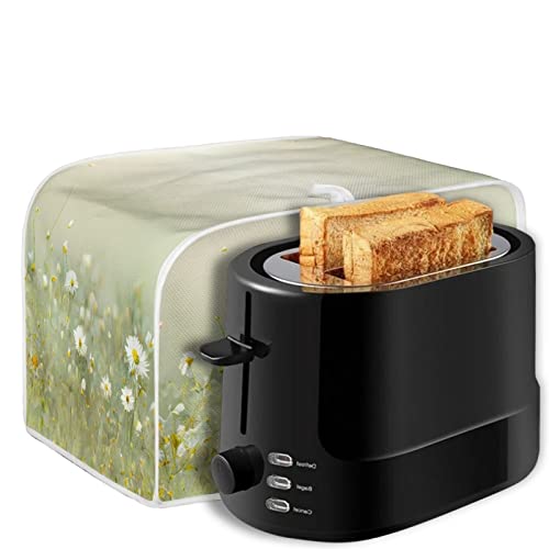 Image of 4 Slice Toaster Dust Cover Bread Toaster Oven Dustproof Cover Kitchen Bakeware Protector Dustproof Fingerprint Protection Gift for Mom Wife Friends, Daisy Flower Green