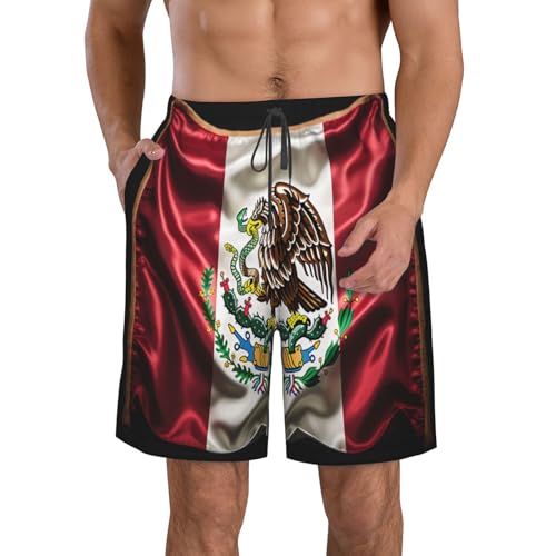 Flag of Mexico Men's Beach Pants-Quick-Dry & Comfortable Mens Beach Shorts for Men, Perfect for Surfing and Everyday Wear White