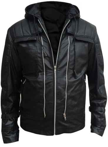 Black Hood Bat Jacket and Vest - Red Hooded Leather Jacket 2 in 12