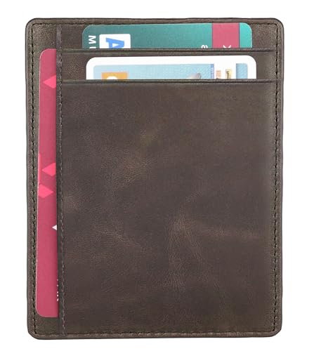 Image of WildHorn Leather Card Holder for Men & Women (Brown Crunch)