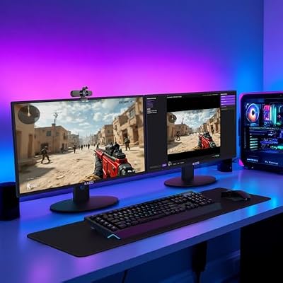 إعداد شاشة Kado المزدوجة - 2 حزمة 24 بوصة 1920 × 1080 شاشة كمبيوتر 75 هرتز VESA Mount HDMI Office Gaming Hybrid Multitasking Daytrading مكبرات صوت مدمجة