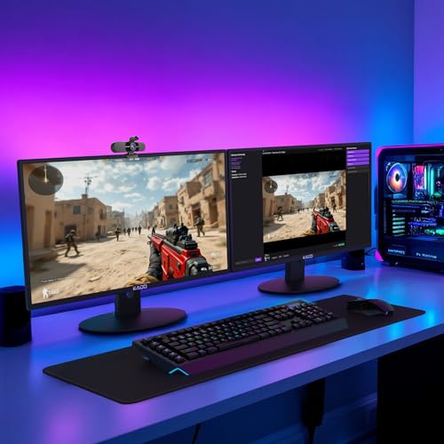 Image of Kado 2-Pack Dual 22 inch Flat Screen 1920x1080 75Hz FHD Computer Monitor | Dual Monitor Setup HDMI Office Gaming Hybrid, VESA Wall Mount Arm Mount Built-in Speakers, Panoramic Display Multi-tasking