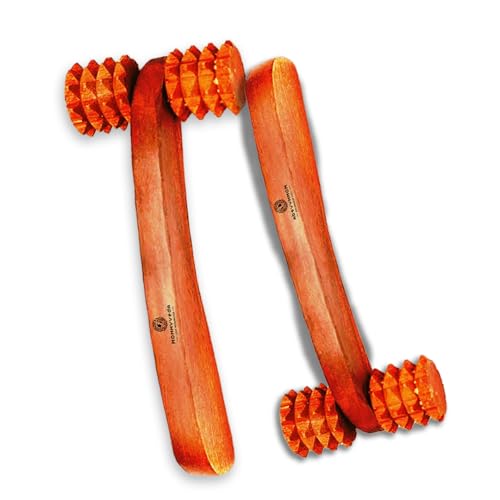 Image of Wooden Roller Massager for Scalp, accupressure massager roller, for improving blood circulation, wooden head massager for hair growth with a bag
