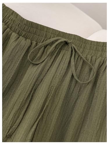 Verdusa Women's Plus Size Textured Wide Straight Leg Loose Pants Casual Long Trousers with Pockets3