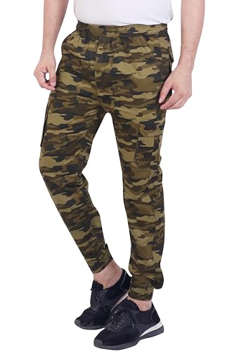 Image of Men's Cotton Regular Fit Camouflage Jogger | Elastic Waist Sports Trackpants | Activewear for Everyday Use