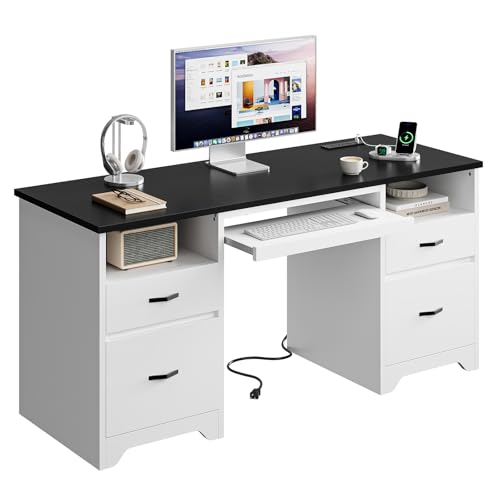 Bestier 59” Computer Desk 4 Drawers, Office Desk Storage,
