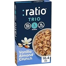 Ratio Trio Vanilla Almond Crunch Cereal, 10g Protein, Keto Friendly, 10.4 oz