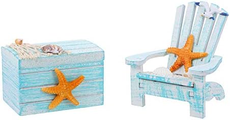WINOMO 2pcs Mediterranean Style Beach Chair Ornament Mini Wooden Box Beach Decor Nautical Decoration for Dollhouse Home Office Desk Bathroom Bedroom