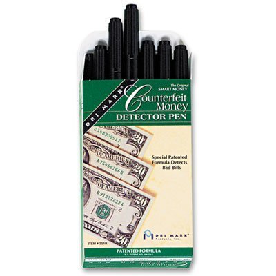 Dri-Mark Smart Money Counterfeit Bill Detector Pen for Use w/U.S. Currency, Dozen DRI351R1
