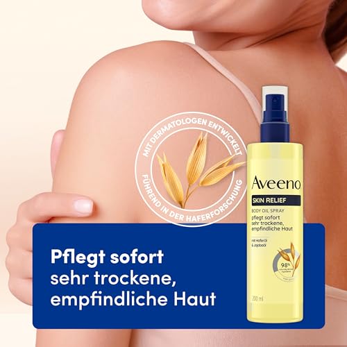 Aveeno Spray d'huile corporelle Skin Relief - Avec de l'huile d'avoine et de l'huile de jojoba, hydrate durablement, renforce la barrière protectrice de la peau et améliore l'élasticité des peaux très – vue 2
