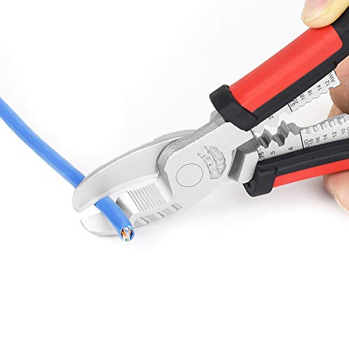 Wire Cutters, Heavy Duty Wire Cutter With Wire Stripper/Crimper/Cutter Function Plier Newacalox (Gray) #TOP3