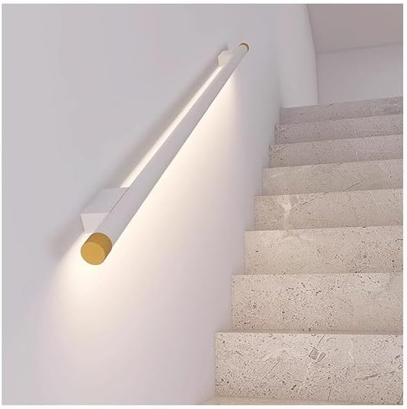 Indoor Metal LED Light Fixture, Black Wrought Iron with Acrylic Lampshade, Anti-Slip Safety Handrail for Stair and Corridor, Modern Decorative Lighting