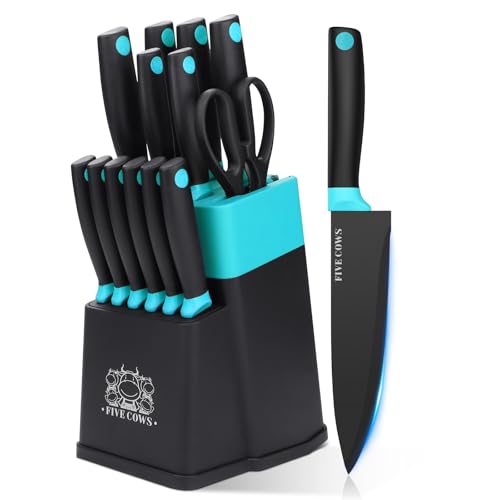 FIVE COWS Messerblock Set, mit 14-teilige, Küchenmesser Set, mit...