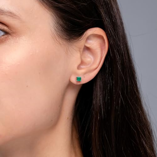 ANGARA Natural Emerald Solitaire Earrings for Women | Classic Basket-Set Square Emerald Stud Earrings in 14K Solid Gold/Silver/Platinum | May Birthday, Anniversary, Gemstone Jewellery Gift3