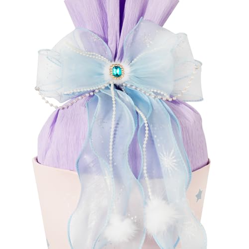 BOFUNX Schultütenschleife Blau Schneeflocken 40x20cm