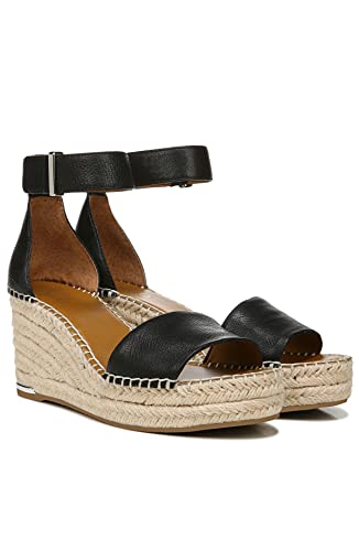 Franco Sarto Womens Clemens Jute Wrapped Espadrille Wedge Sandals Black Leather 10M