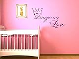 GRAZDesign Wandtattoo für Mädchen als Geschenk Wunschname Krone - Sprüche zum Aufkleben Tür Tattoo Aufkleber - Wandtattoo Kinderzimmer Mädchen / 92x57cm / 010 Weiss