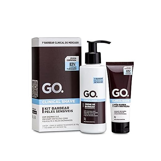 GO. Man Kit Barbear Pele Sensíveis Clinical Creme E Pós-Barba Cicatrizante Anti Foliculite Pelo Encravado Irritação Go Man