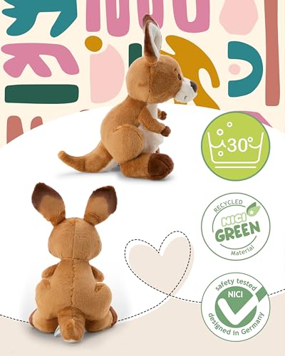 NICI Kuscheltier Känguru Kelly 21cm - braun - Stofftier aus weichem Plüsch, niedliches Plüschtier zum Kuscheln und Spielen, für Kinder & Erwachsene, tolle Geschenkidee - 61713