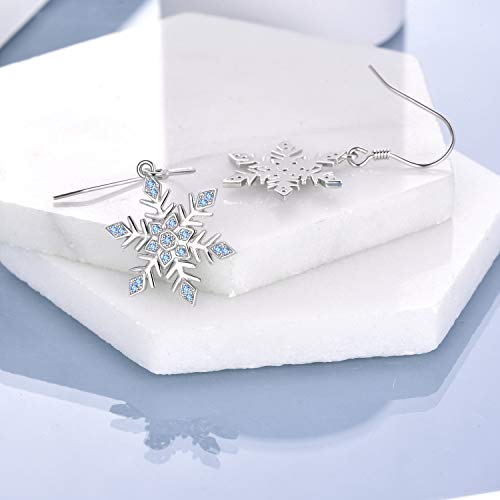 Onefinity Snowflake Earrings Sterling Silver Snowflake Dangle Drop Earrings For Women Girls Christmas Jewelry Gifts #TOP2
