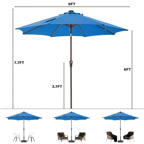 Tioline 9' Patio Umbrella Outdoor Umbrella with lights Patio for Table Blue by Tioline - Used condition - Image 8