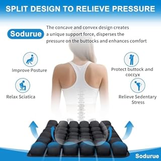 Sodurue Travel Cushion Airplane Seat,Airplane Seat Cushion for Long Flights,Press Type Air Inflatable Wheelchair Seat Cushion,49 Airbags,for Car,Office,Stadium,Ergonomic Comfort Support,Heavy Duty