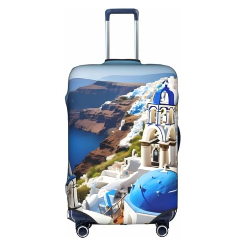 Housse de bagage île grecque vue sur la mer et housse de protection élastique valise blanc L