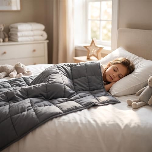 Image of Twin Size Weighted Lap Blanket - 5lbs 41 inch x 60 inch Cooling Heavy Blankets for All-Seasons Sleeping, Soft & Breathable with Premium Glass Beads, Machine Washable