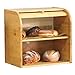 Betwoo Natural Wooden Roll Top Bread Box Kitchen Bamboo Storage Bin (2-Layer Self assembly)
