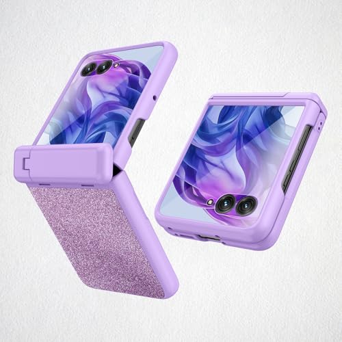 Étui de luxe pour Motorola Razr 50, clapet en cuir pailleté violet