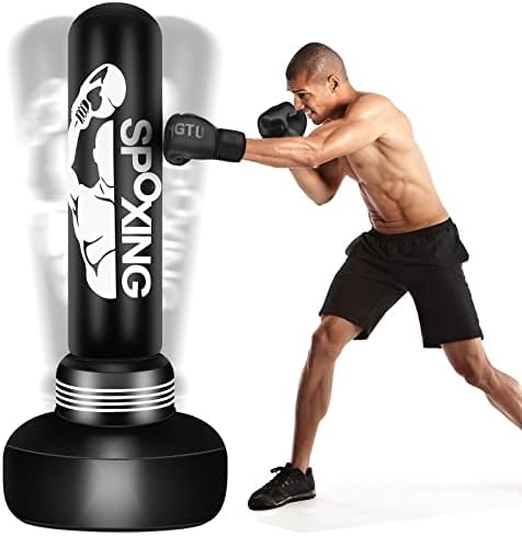 Freestanding Punching Bag Stand for Adult, 69" Standing Heavy Boxing Bag Inflatable Kickboxing Bag for Training MMA Muay Thai Fitness