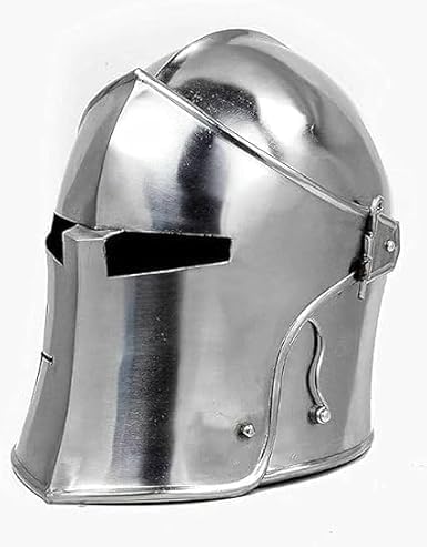 Medieval Silver Barbuta Helmet Knight Templar Crusader Helmet 18g Steel LARP Warrior Cosplay Costume for Adult