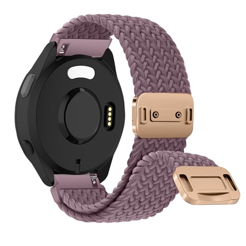 RosMank 20mm Braided Watch Band Compatible with Garmin Forerunner 165/Forerunner 165 Music/Vivoactive 5, Nylon Woven Replacement Strap for Garmin Venu Sq 2/Venu Sq 2 music, Purple