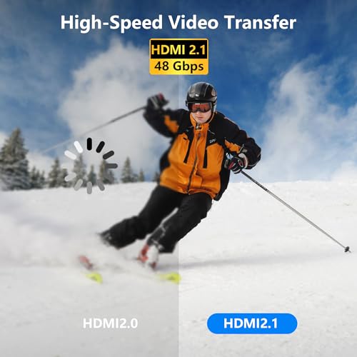 CERRXIAN 8K Micro HDMI to HDMI Cable, Ultra HD High Speed HDMI to Micro HDMI Coiled Cable 2.1 Support 8K 4K 3D and Dynamic HDR Up to 48Gbps, Compatible with Laptop Camera Monitor ect 3FT/0.9M